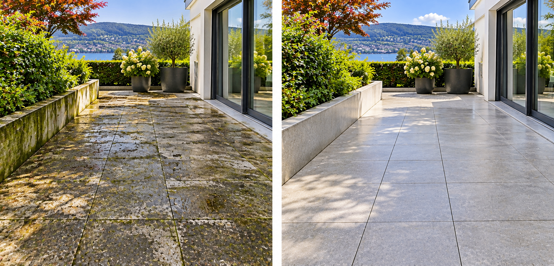 Vorher / Nachher: Terrasse gereinigt